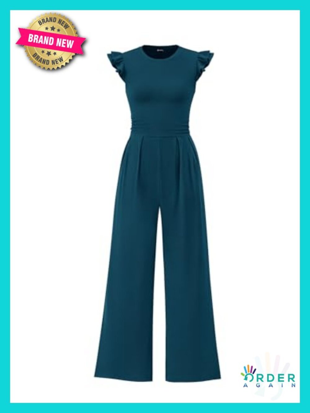 Ruffle Cap Sleeve Romper Jumpsuit Crewneck Rib Knit Stretchy Summer Outfit